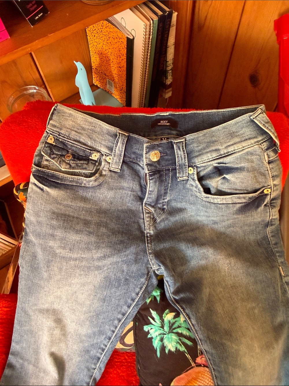 True Religion Women's Light Wash Denim Jeans with Signature Flap Pocket - Picture 6 of 6